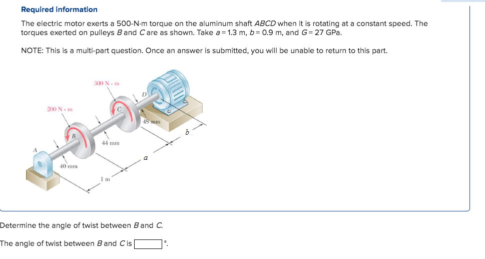 Solved Required information The electric motor exerts a | Chegg.com