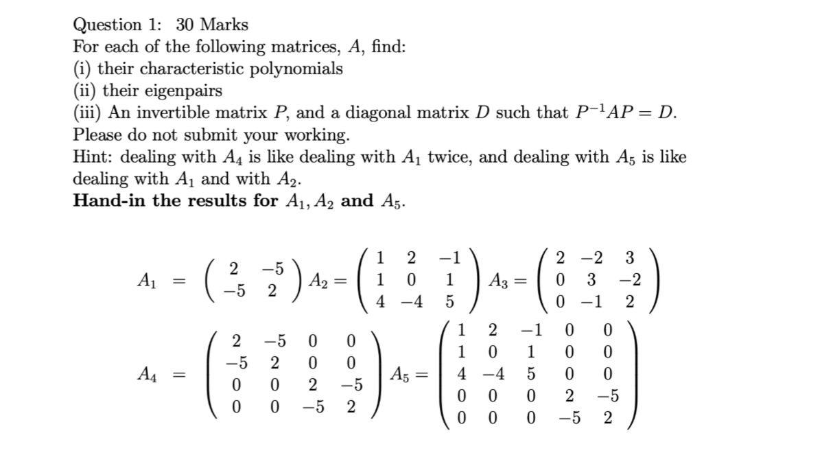 Solved Question 1: 30 Marks For each of the following | Chegg.com