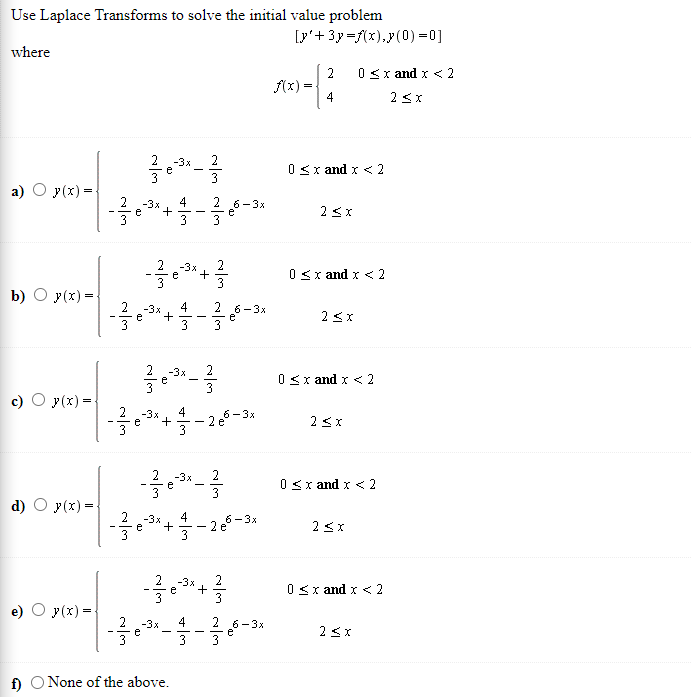 Solved Use Laplace Transforms To Solve The Initial Value