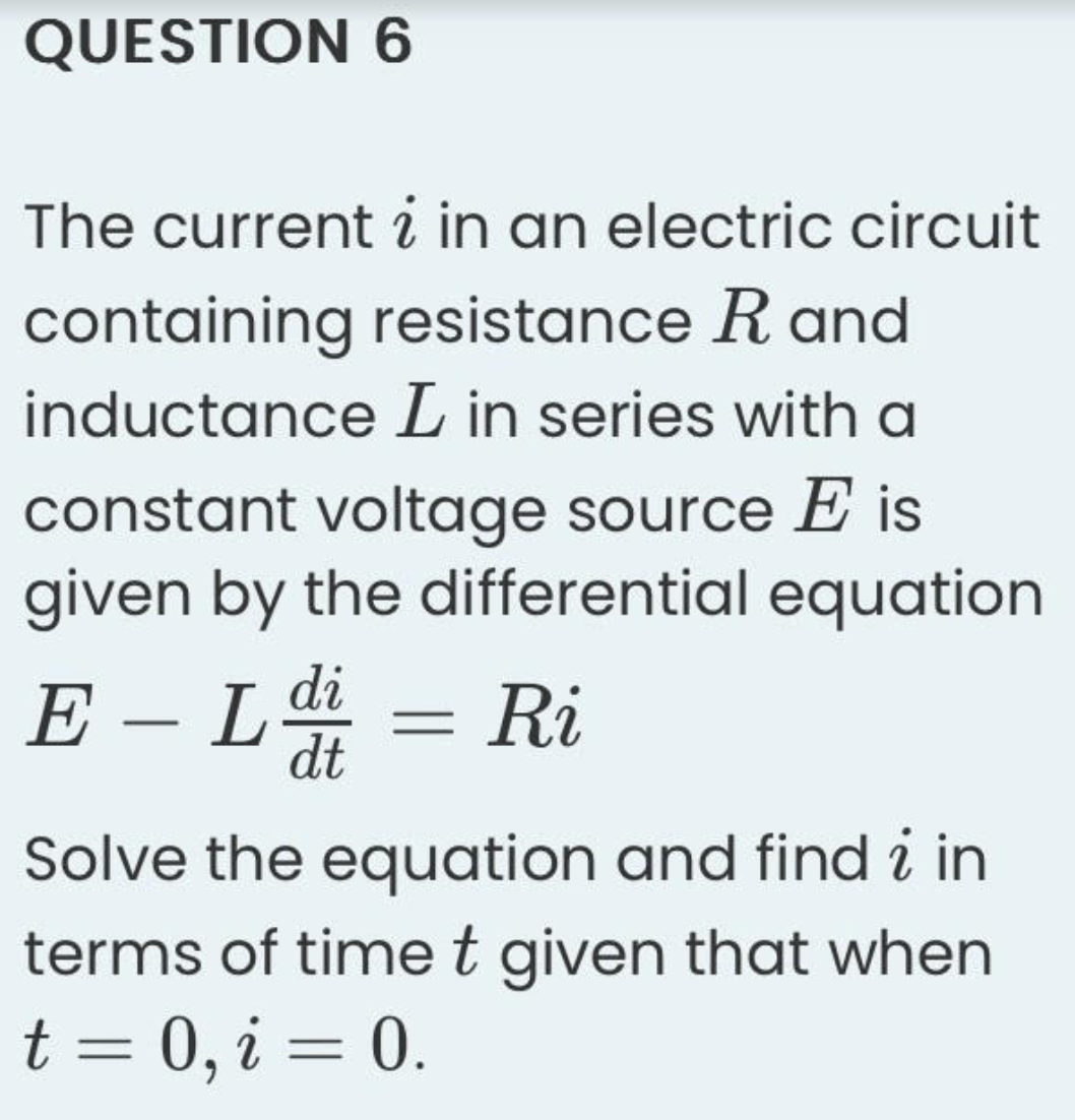 Solved The Current I In An Electric Circuit Containing 