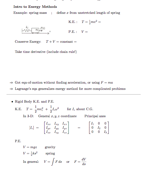 1 Equations Of Motion Use The In Class Worksheet Chegg Com