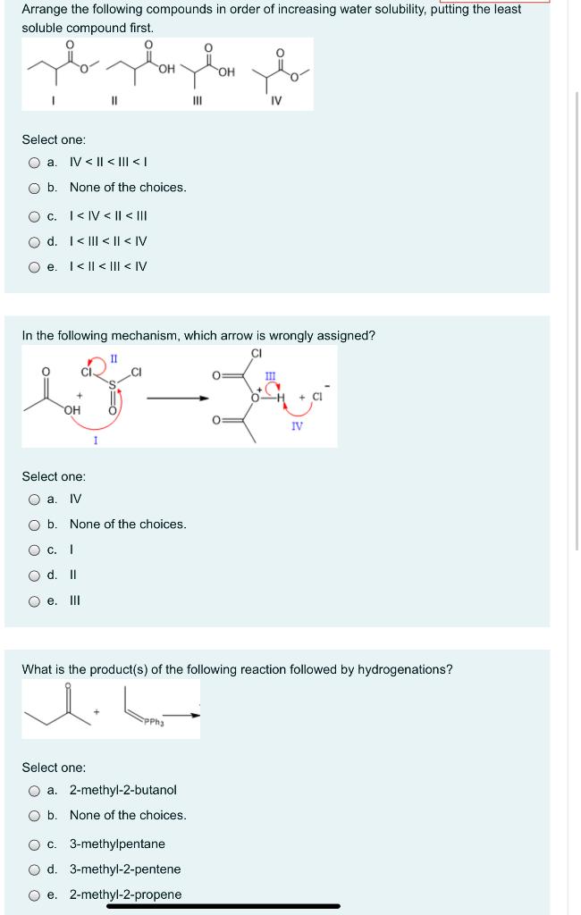 Solved Arrange the following compounds in order of | Chegg.com