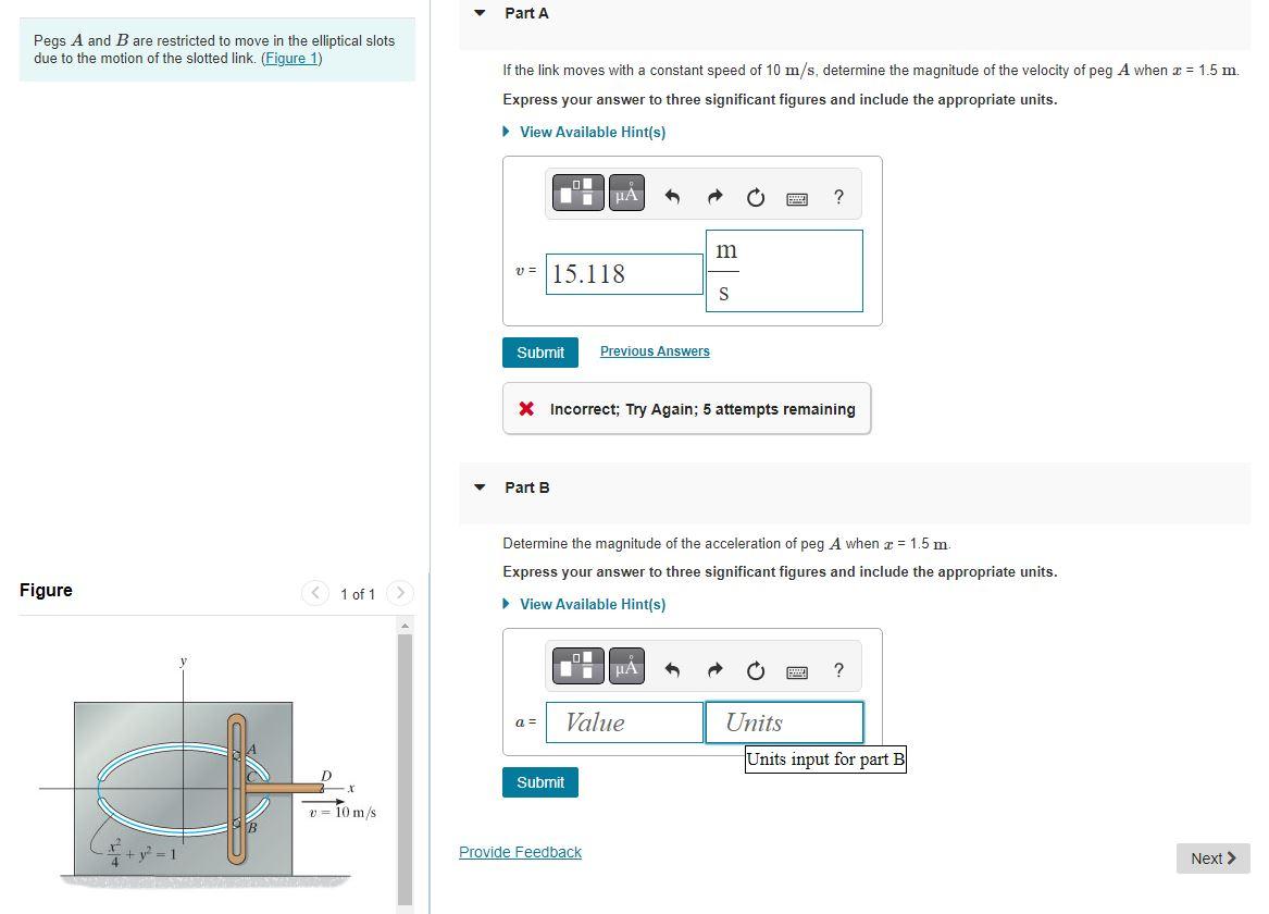 Solved Pegs A And B Are Restricted To Move In The Elliptical | Chegg.com