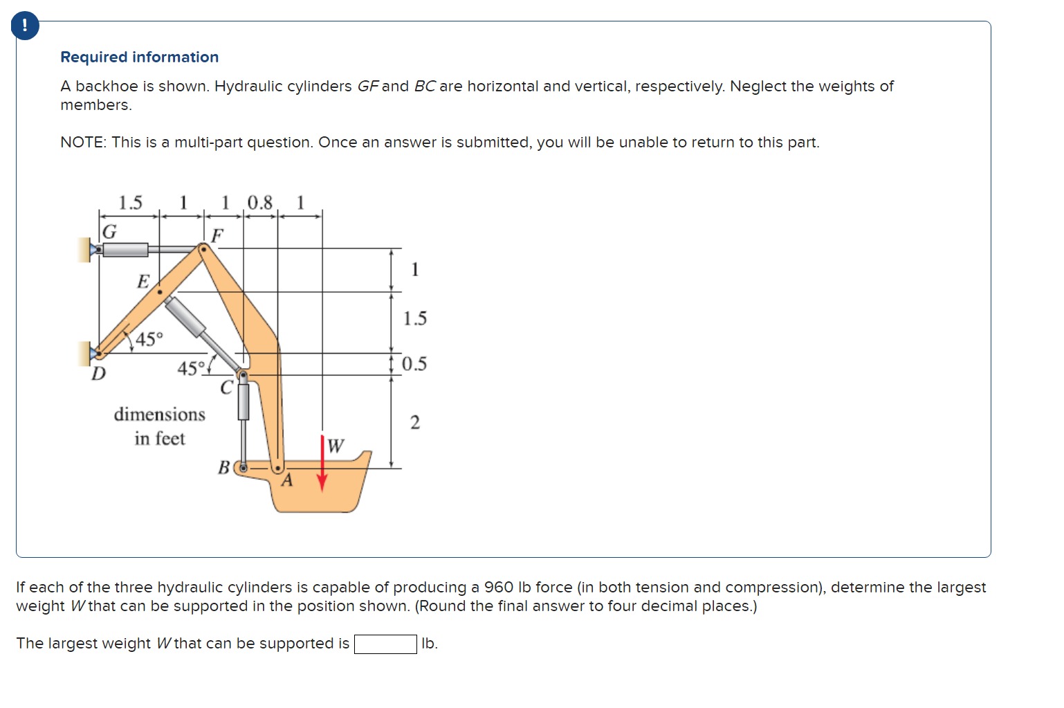 Solved Required information A backhoe is shown. Hydraulic