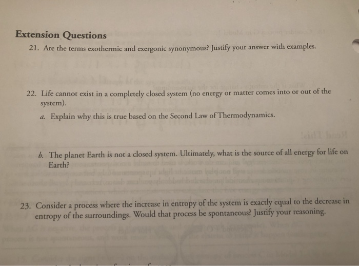 Solved Extension Questions 21. Are the terms exothermic and