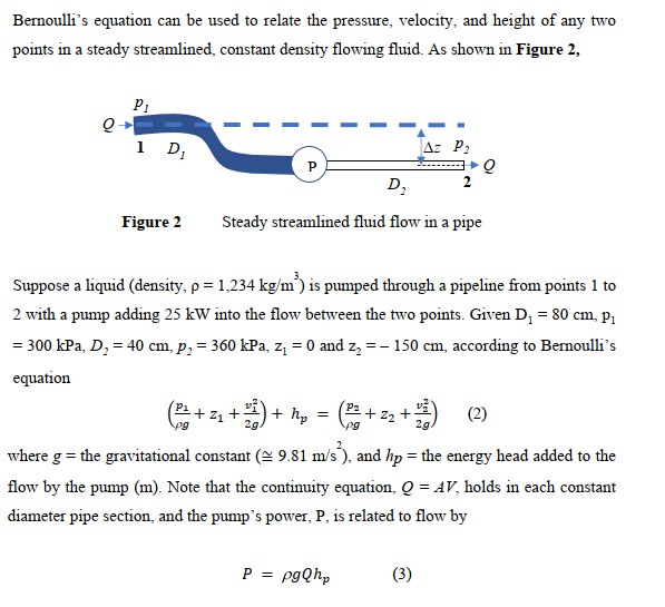 Bernoulli's equation can be used to relate the | Chegg.com