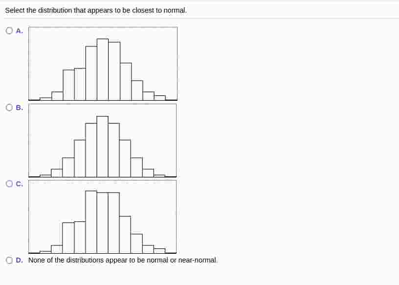 Solved Select the distribution that appears to be closest to | Chegg.com