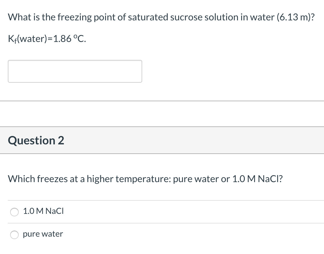 Solved What is the freezing point of saturated sucrose