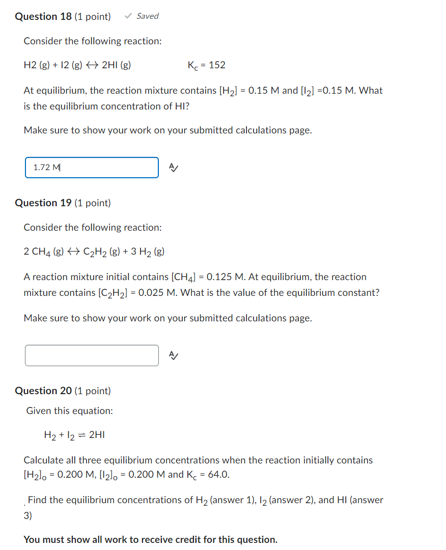 Solved Consider The Following Reaction: H2( G)+I2( | Chegg.com