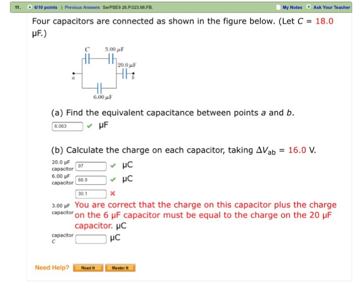 Solved Four capacitors are connected as shown in the figure