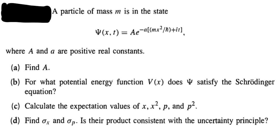 Solved A Particle Of Mass M Is In The State V (4,1) = Ae | Chegg.com