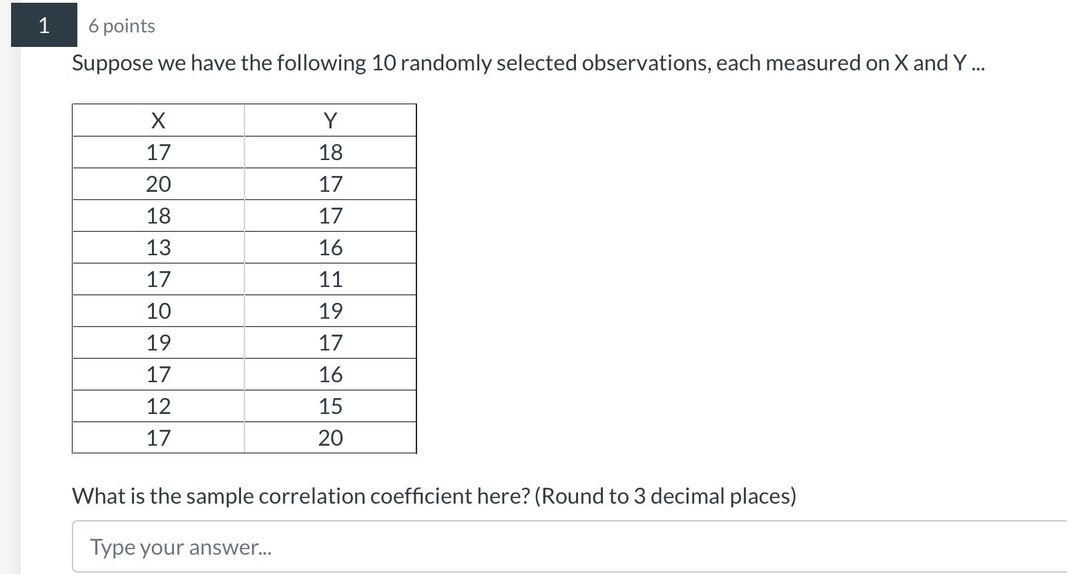 Solved Suppose we have the following 10 randomly selected | Chegg.com