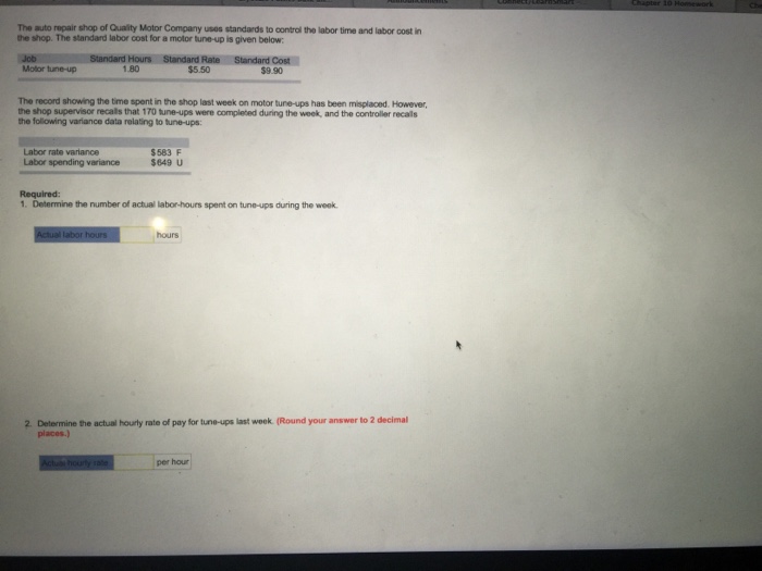 Solved The auto repair shop of Quality Motor Company uses