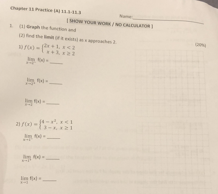 Solved Chapter 11 Practice (A) 11.1-11.3 Name: I SHOW YOUR | Chegg.com