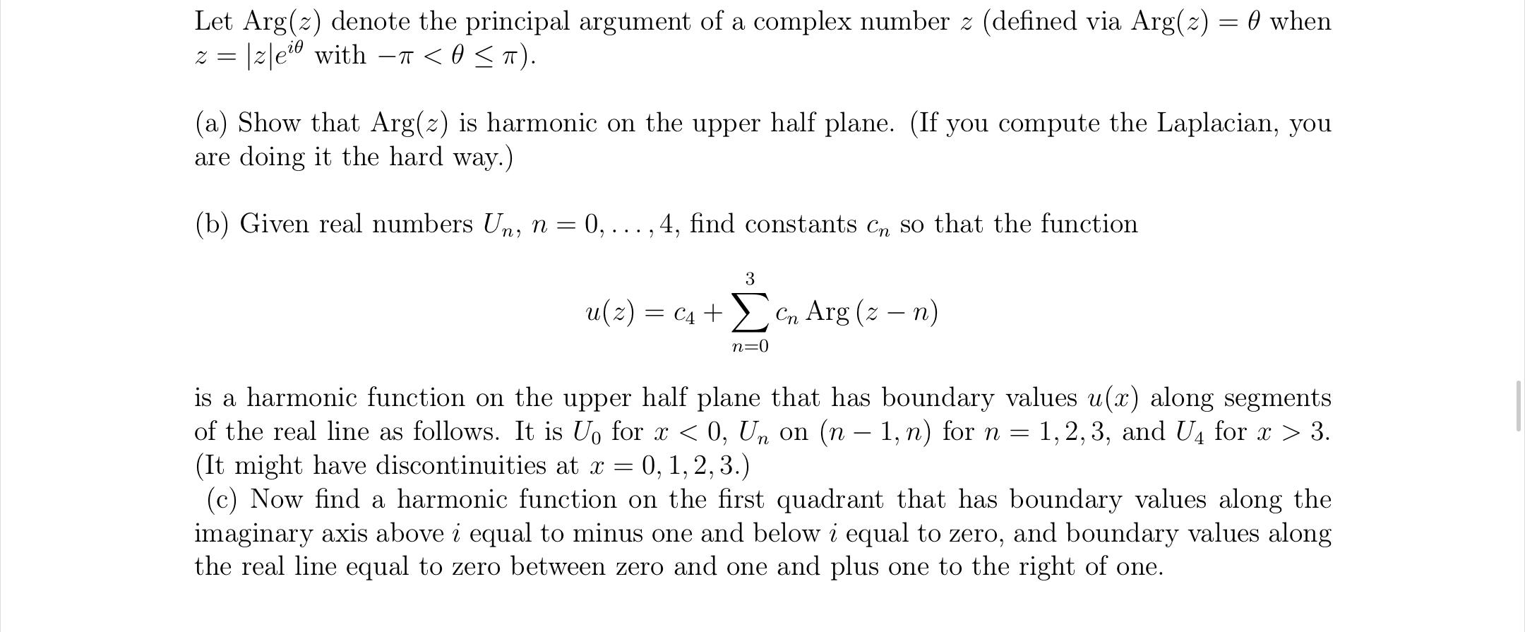 Solved Let Arg(z) denote the principal argument of a complex | Chegg.com
