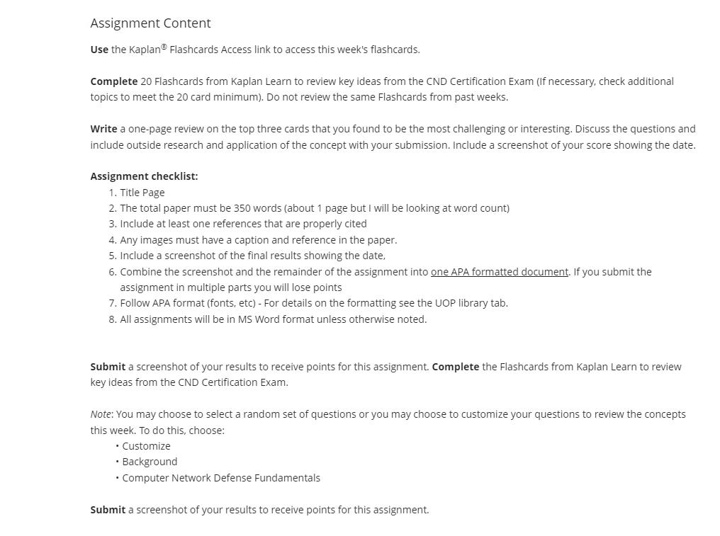 Solved Assignment Content Use the Kaplan Flashcards Access | Chegg.com