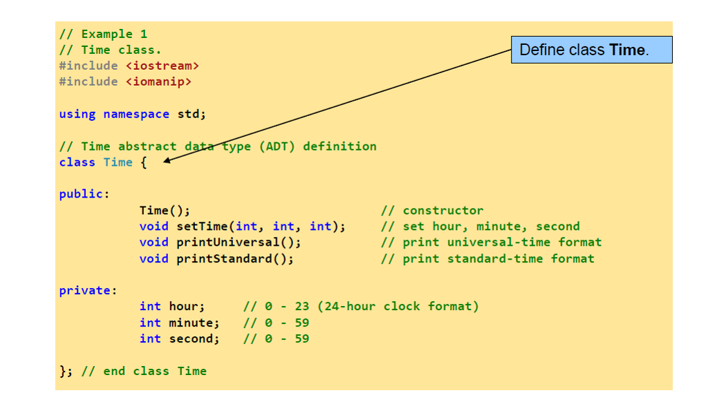 // Example 1 // Time class. #include | Chegg.com