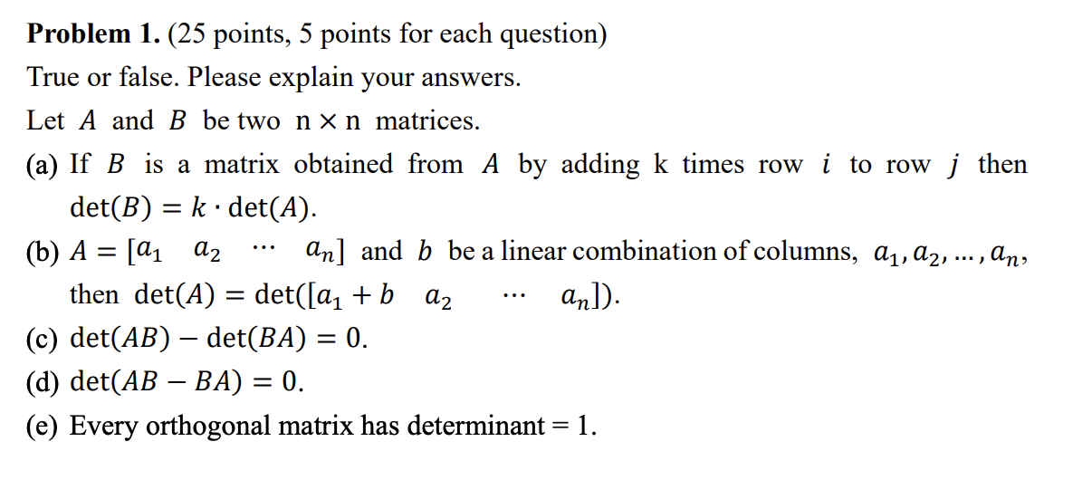 Solved - Problem 1. (25 Points, 5 Points For Each Question) | Chegg.com