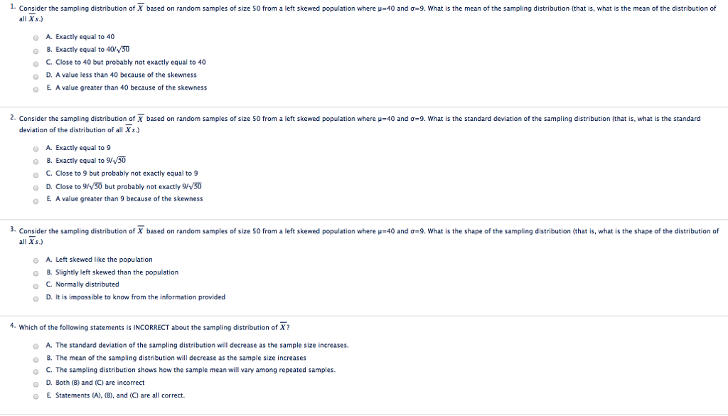 Solved 1. Consider the sampling distribution o based on | Chegg.com