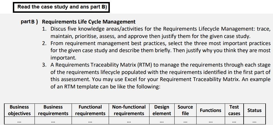 Solved Part B Requirements Life Cycle Management 1 Discus 6745