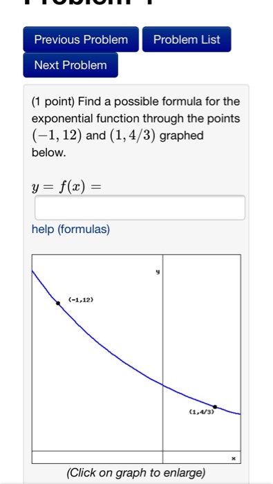 Solved Find a possible formula for the exponential function | Chegg.com