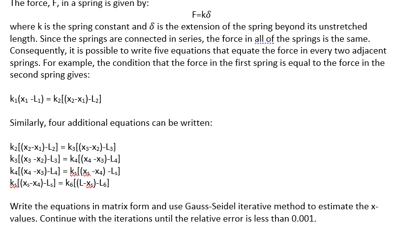 Six springs with different spring constants ki and | Chegg.com