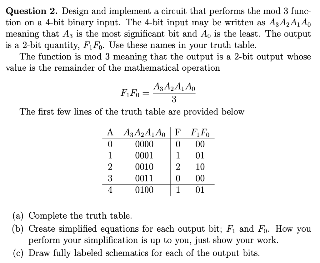 Solved Question 2. Design And Implement A Circuit That | Chegg.com