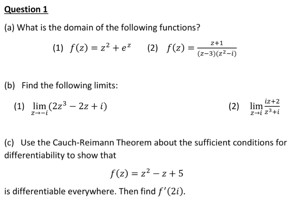 Solved Question 1 (a) What is the domain of the following | Chegg.com