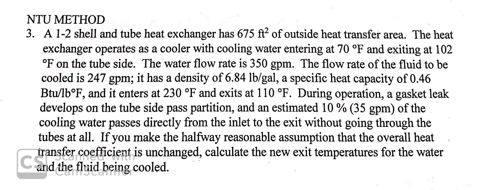 Solved NTU METHOD 3. A 1-2 shell and tube heat exchanger has | Chegg.com