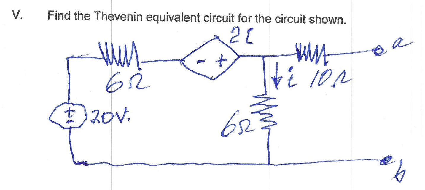 Solved V. Find The Thevenin Equivalent Circuit For The | Chegg.com