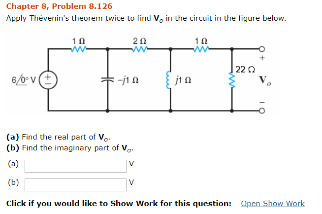 Solved Chapter 8 Problem 8 126 Apply Thevenin S Theorem Chegg Com