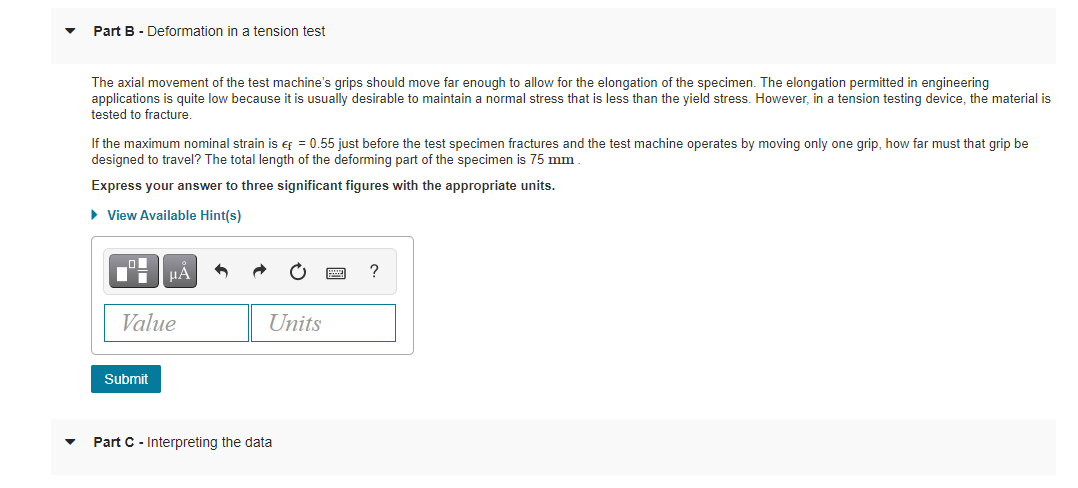 Solved Part A - Forces in a tension test Suppose you need to | Chegg.com