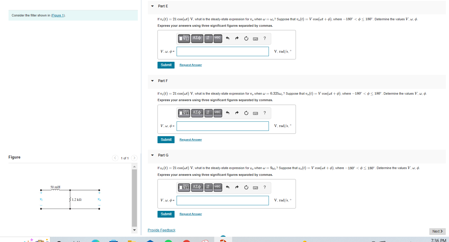 Solved Consider the filter shown in (Figure 1). Figure Vi 50 | Chegg.com