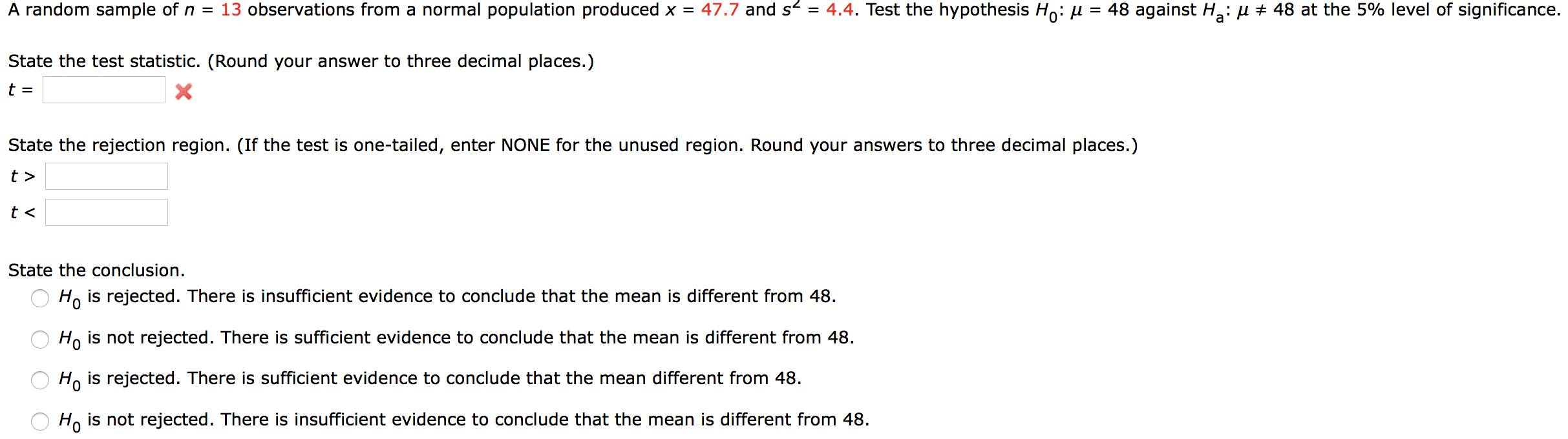 Solved A random sample of n = 13 observations from a normal | Chegg.com