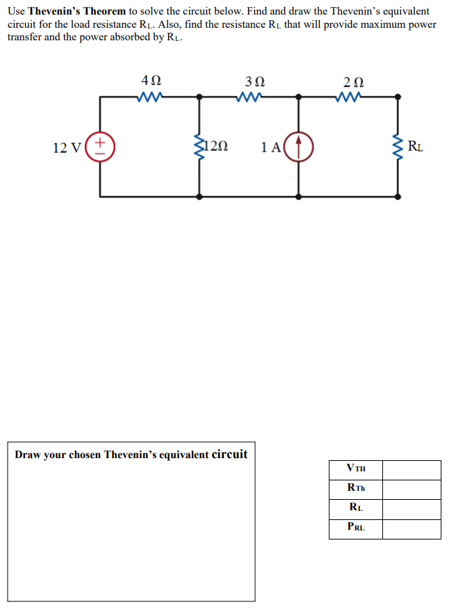 Solved Use Thevenin's Theorem to solve the circuit below. | Chegg.com