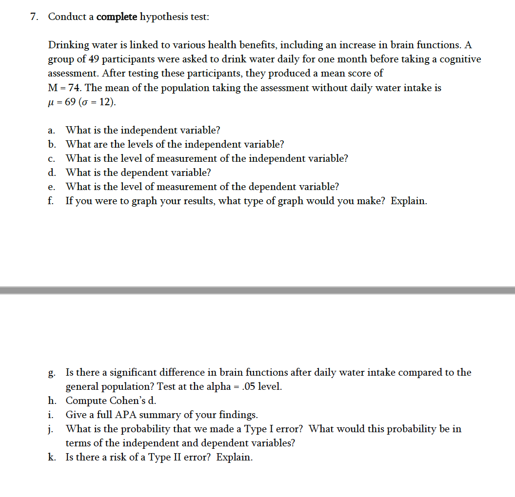 hypothesis on drinking water