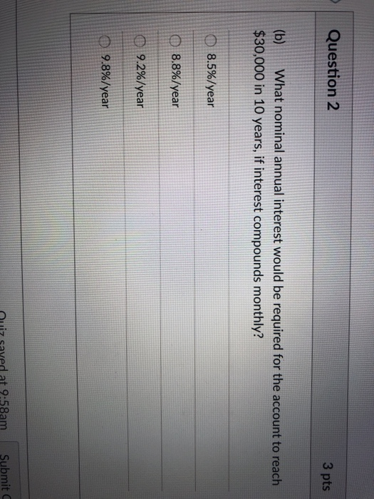 Solved iz Instructions Question1 3 pts $12,000 is deposited | Chegg.com