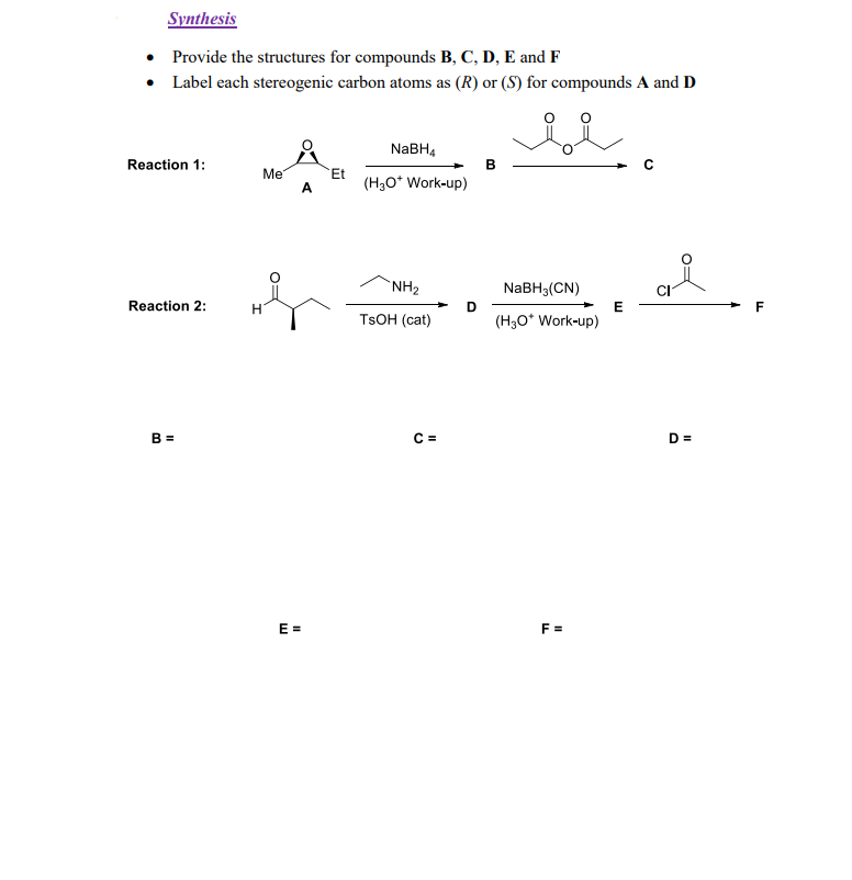 Solved Synthesis • Provide The Structures For Compounds B, | Chegg.com