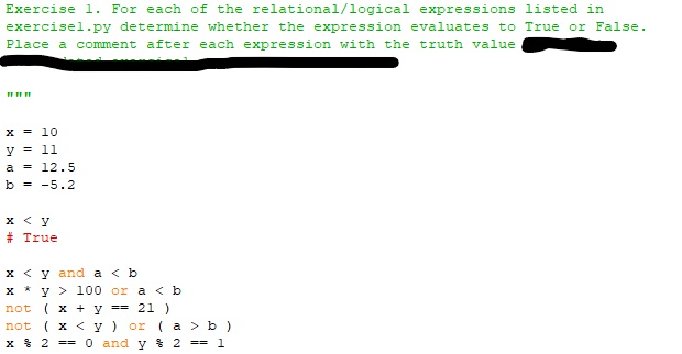 Solved Exercise 1. For each of the relational/logical | Chegg.com image.