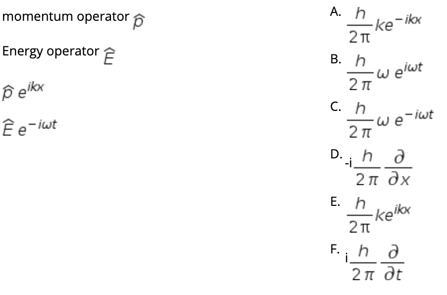 Solved Momentum Operator P A H Ke Ikx Energy Operator E Chegg Com