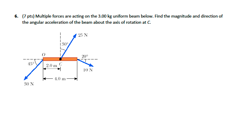 Solved 6. (7 pts) Multiple forces are acting on the 3.00 kg | Chegg.com