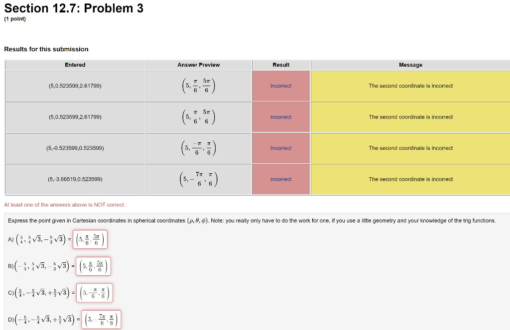 Solved Section 12.7: Problem 3 (1 point) Results for this | Chegg.com