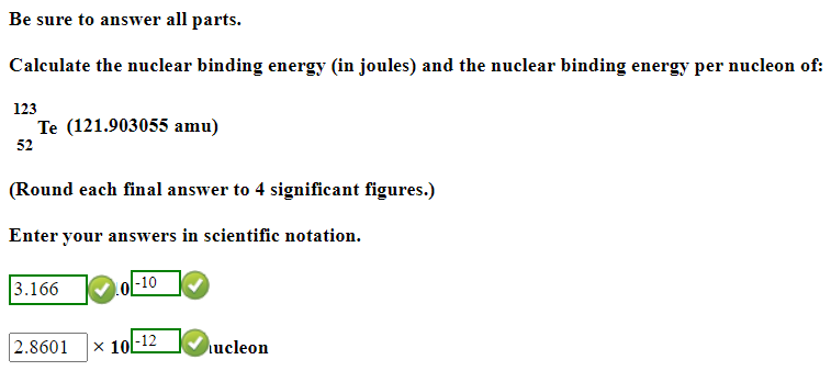 Solved Be Sure To Answer All Parts. Calculate The Nuclear | Chegg.com