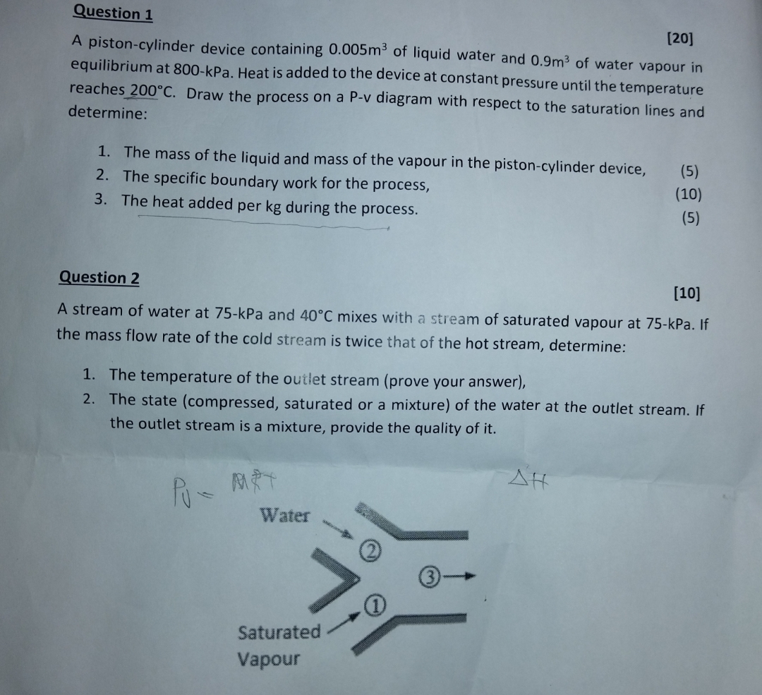Solved A pistoncylinder device containing 0.005 m3 of