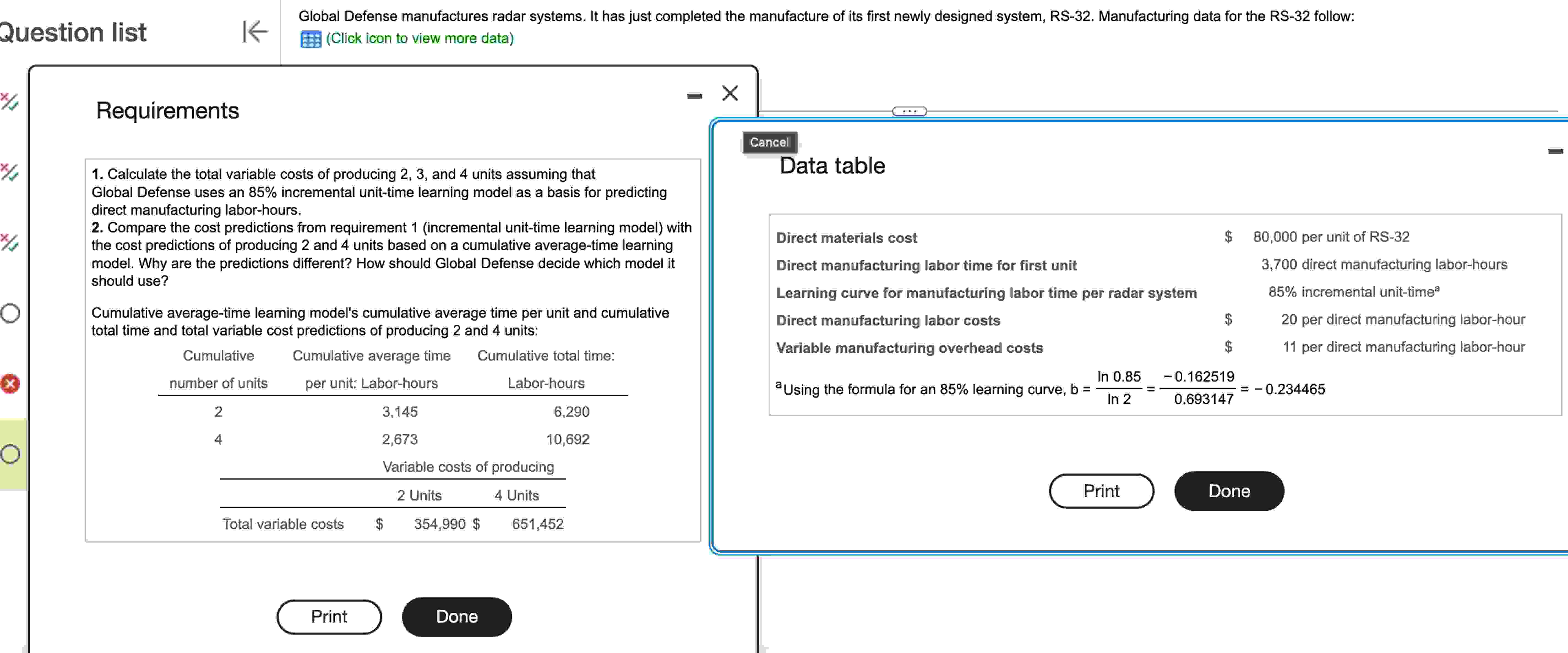 Solved RequirementsCalculate the total variable costs of | Chegg.com