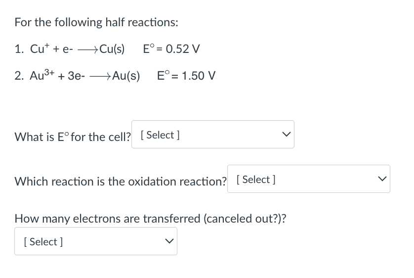 solved-for-the-following-half-reactions-1-chegg