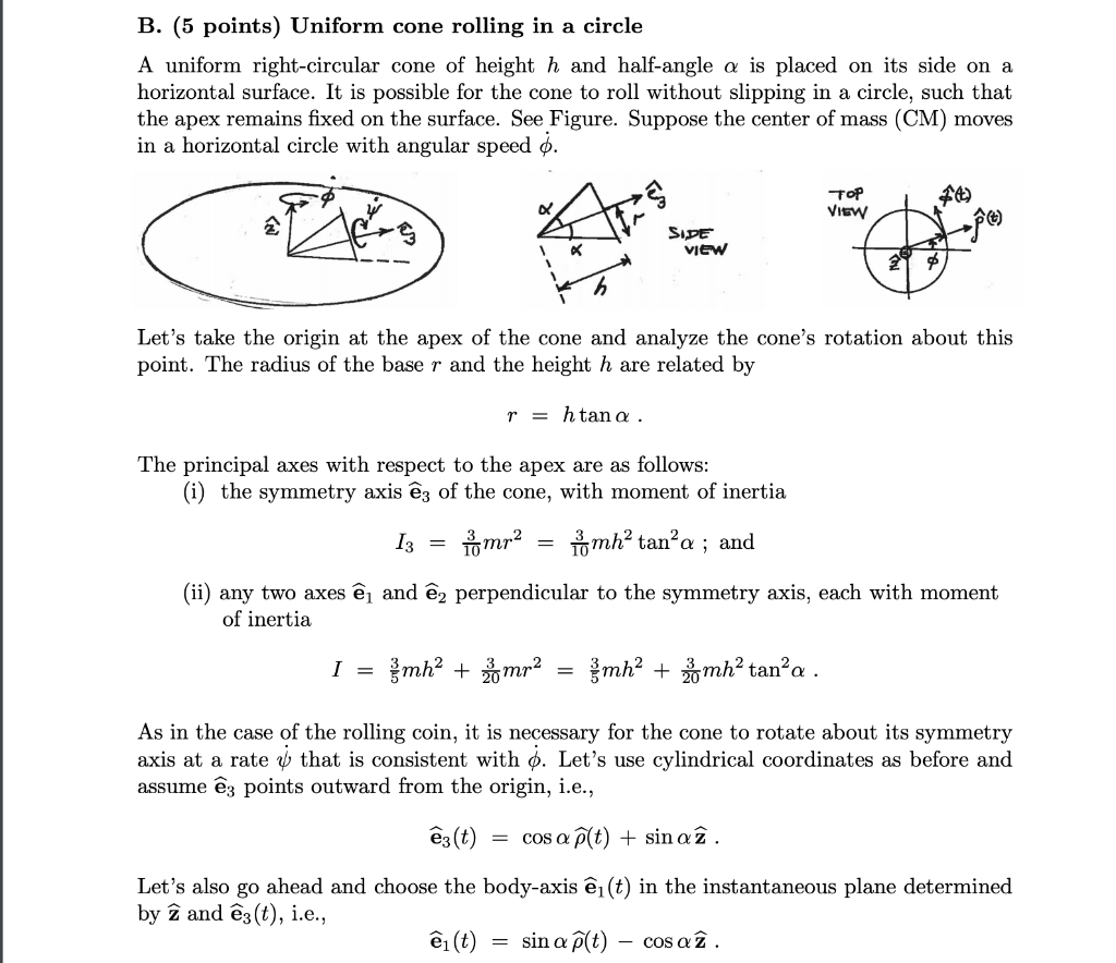 B 5 Points Uniform Cone Rolling In A Circle A U Chegg Com