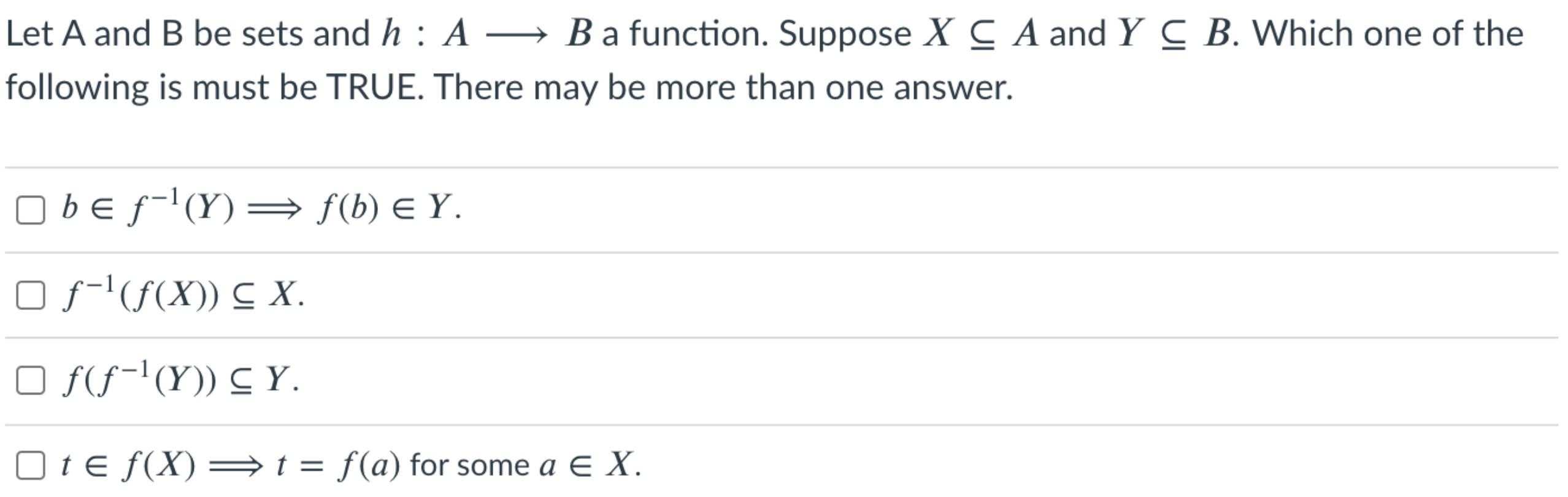 Solved Let A And B Be Sets And H: A —> B Be A Function. | Chegg.com