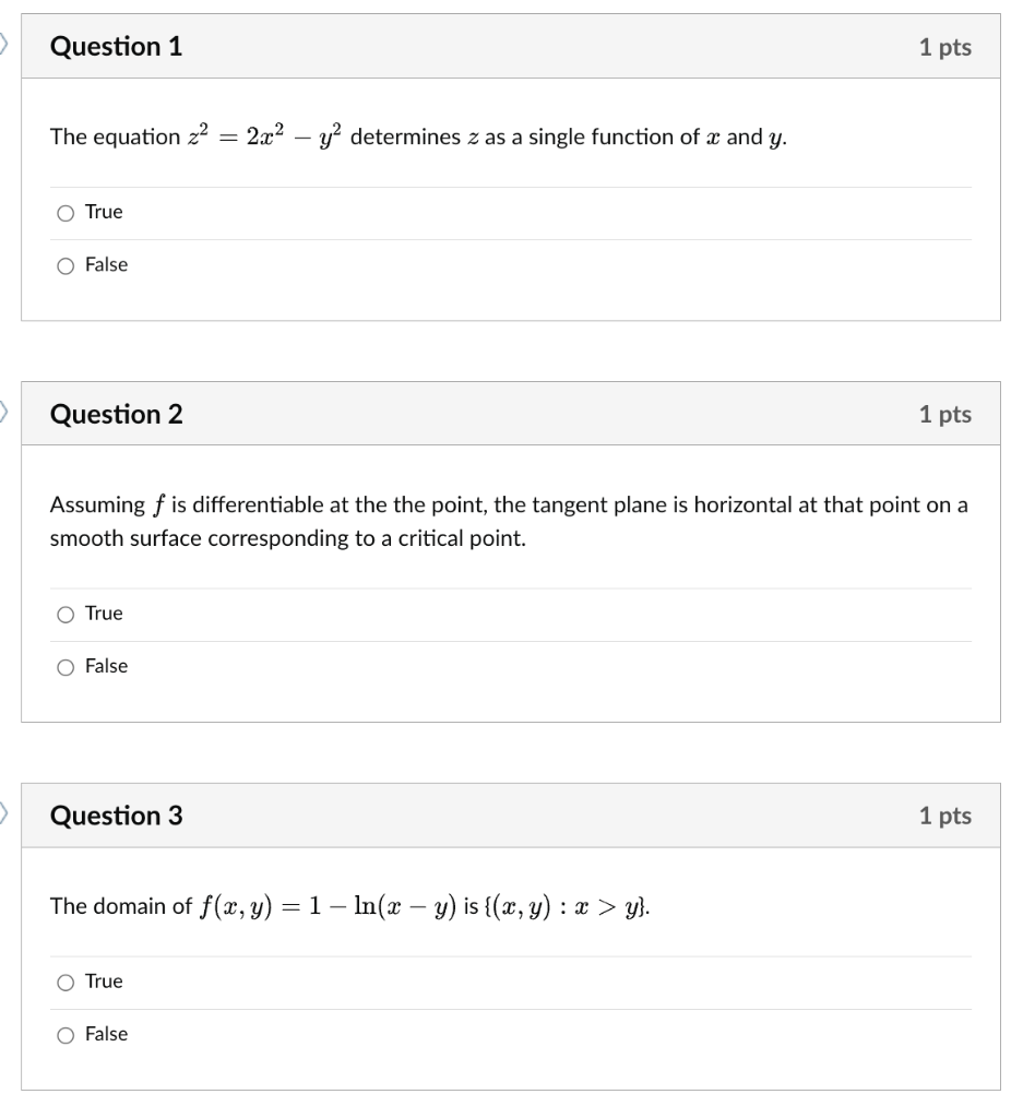 Solved The equation z2=2x2−y2 determines z as a single | Chegg.com