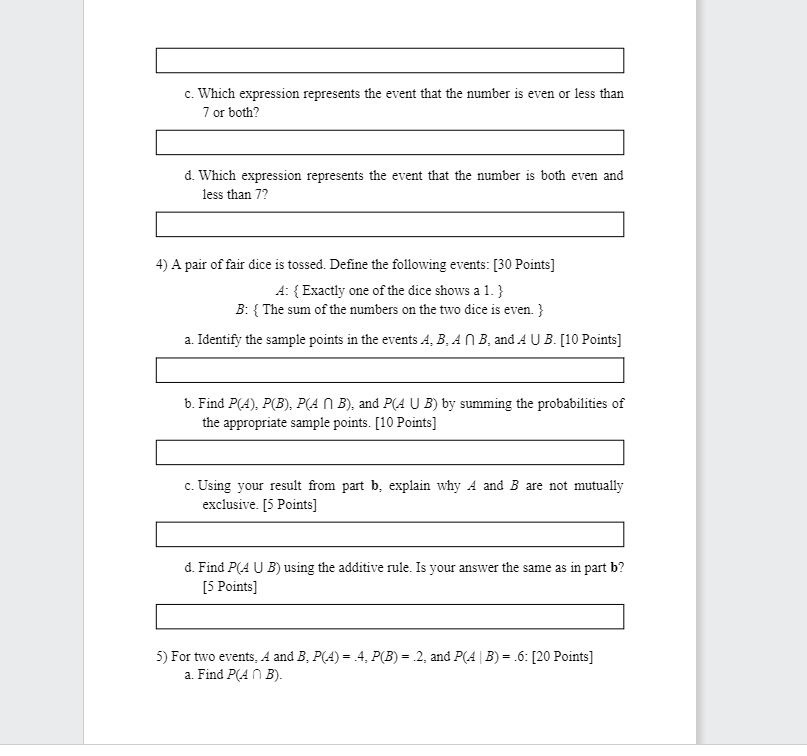 Solved 1) An Experiment Results In One Of The Following | Chegg.com